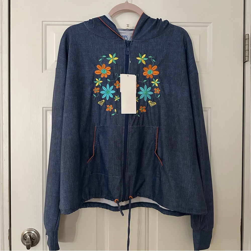 Roxy Life’s A Beach Embroidered Hooded UPF 50 Full Zip